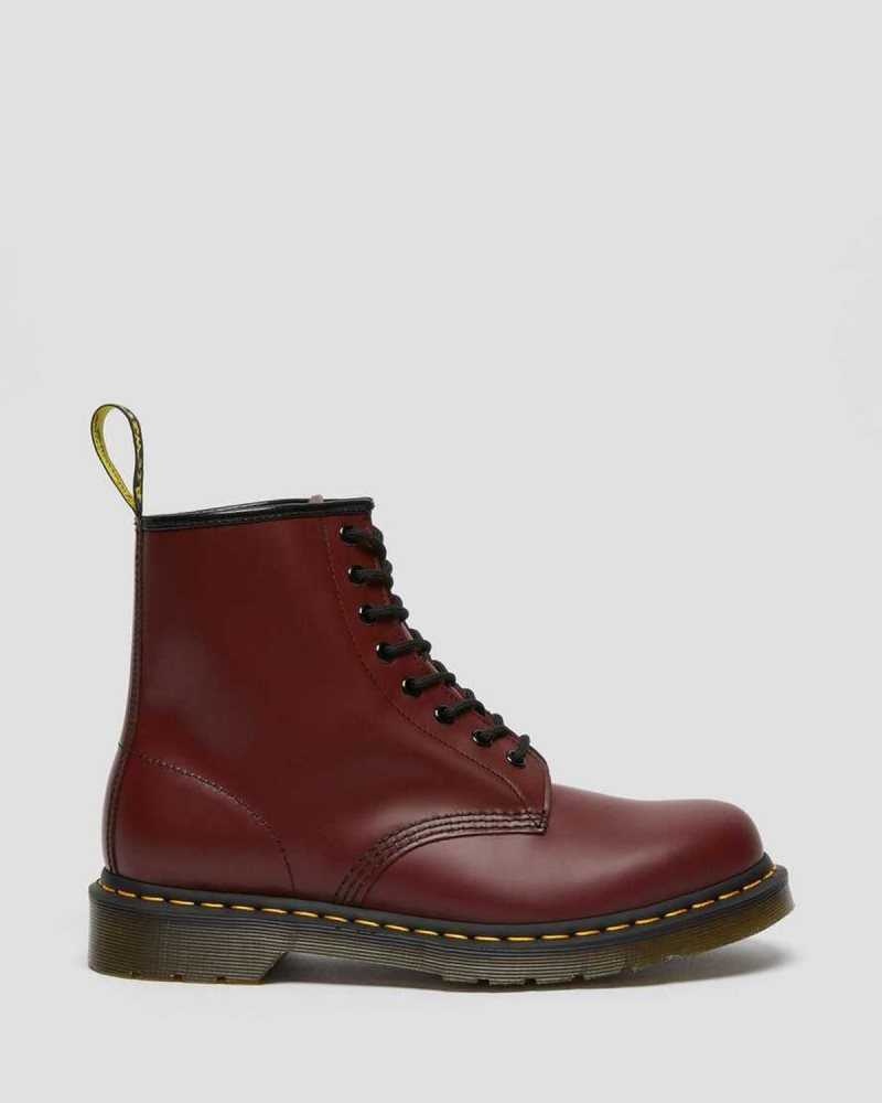 Dr Martens 1460 Smooth Leather Lace Up Boots Pink Red | 17IESQPXN