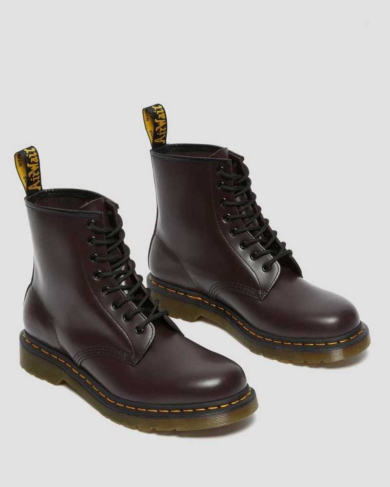 Dr Martens 1460 Smooth Leather Lace Up Boots Burgundy | 06JQWYPRV