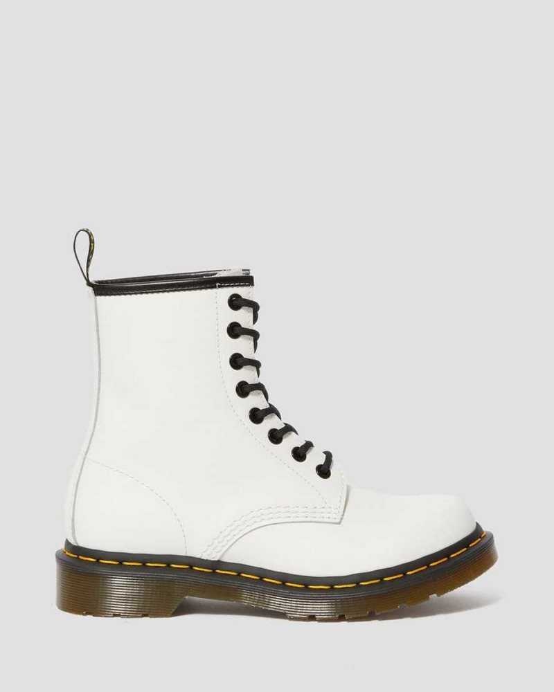 Dr Martens 1460 Smooth Leather Lace Up Boots White | 90QVNZEJH