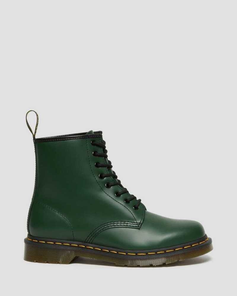 Dr Martens 1460 Smooth Leather Lace Up Boots Green | 84PJGHFSY