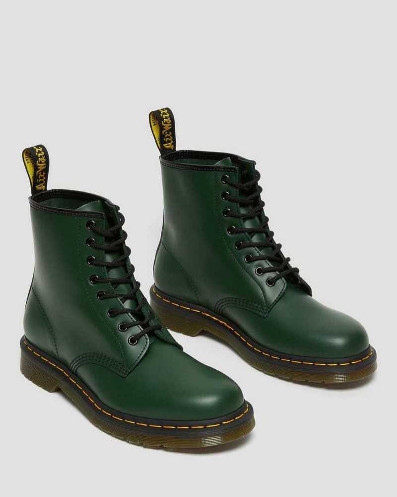 Dr Martens 1460 Smooth Leather Lace Up Boots Green | 70SLPQMRN