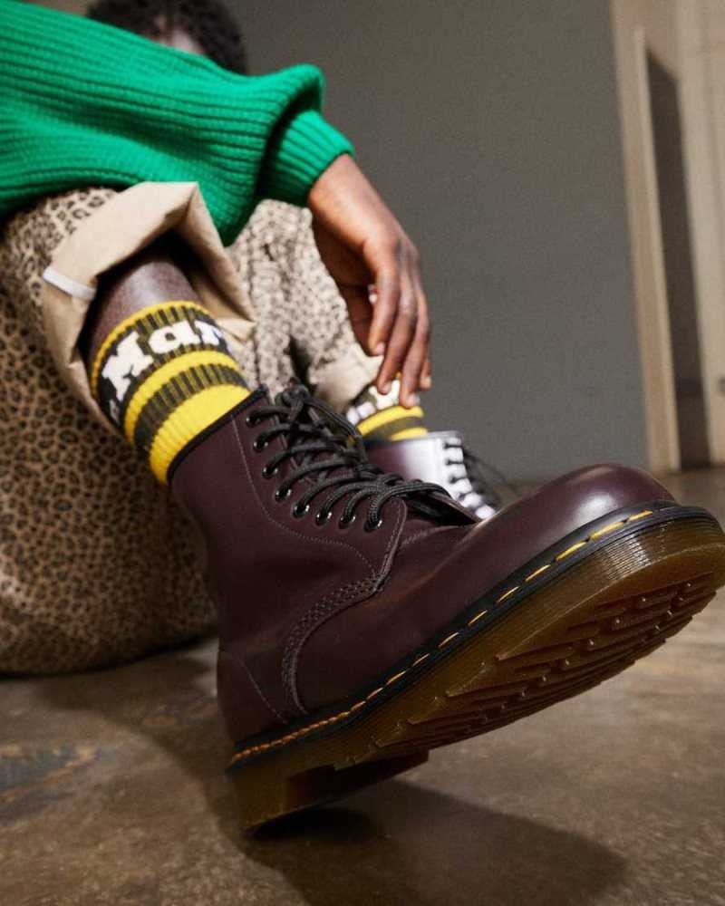 Dr Martens 1460 Smooth Leather Lace Up Boots Burgundy | 64MAOGVRP