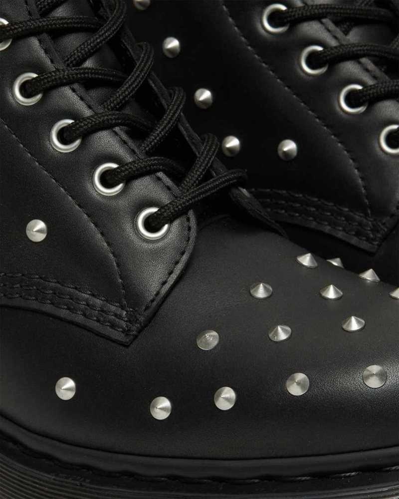 Dr Martens 1460 Stud Wanama Leather Lace Up Boots Black | 23TIWJBDQ