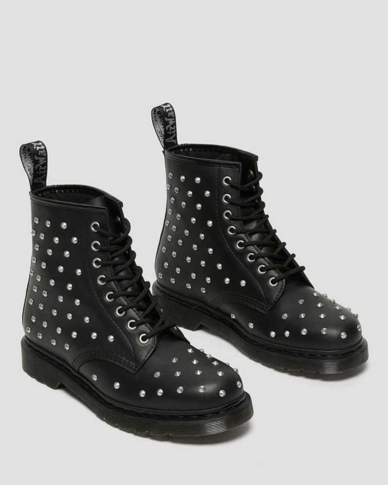 Dr Martens 1460 Stud Wanama Leather Lace Up Boots Black | 23TIWJBDQ