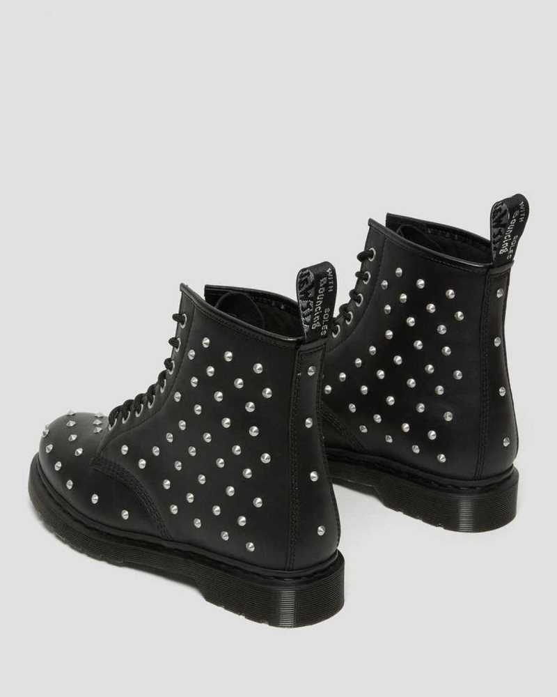 Dr Martens 1460 Stud Wanama Leather Lace Up Boots Black | 23TIWJBDQ