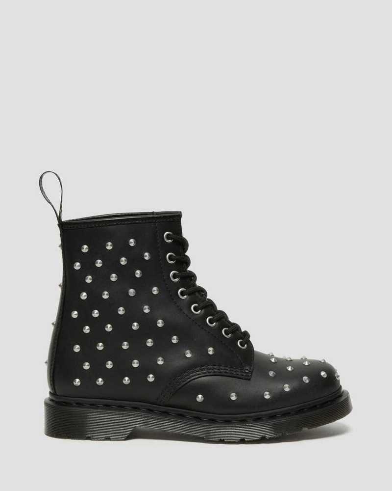 Dr Martens 1460 Stud Wanama Leather Lace Up Boots Black | 23TIWJBDQ