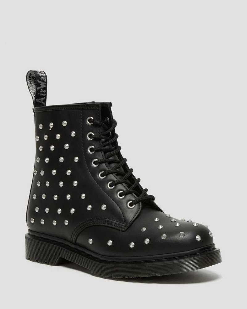 Dr Martens 1460 Stud Wanama Leather Lace Up Boots Black | 23TIWJBDQ