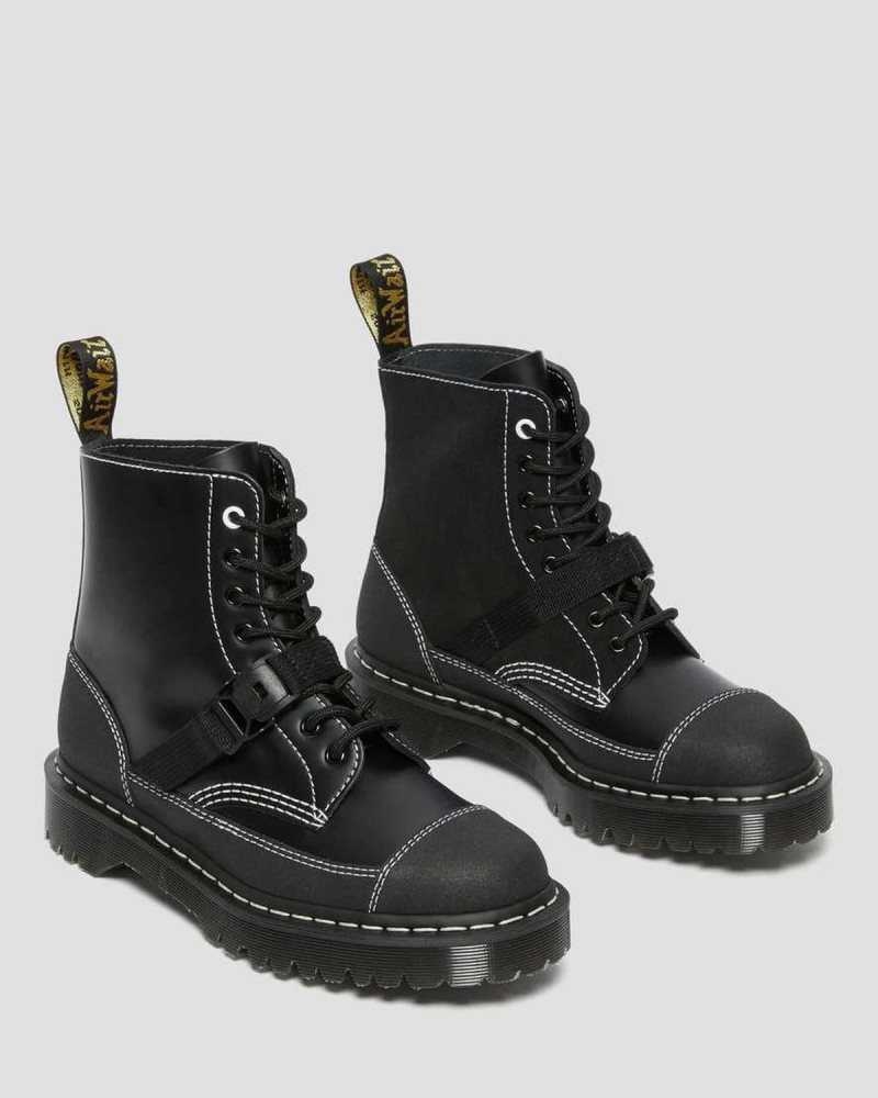 Dr Martens 1460 Tech Leather Lace Up Boots Black | 64GILCHQR