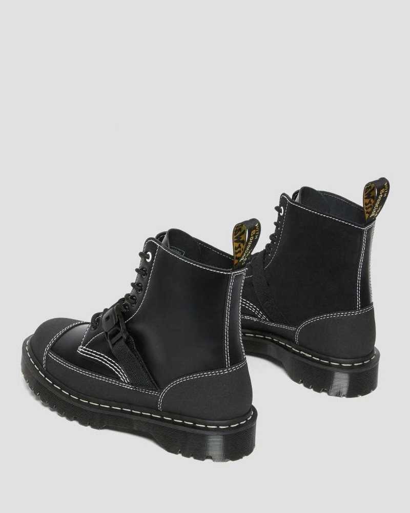 Dr Martens 1460 Tech Leather Lace Up Boots Black | 64GILCHQR