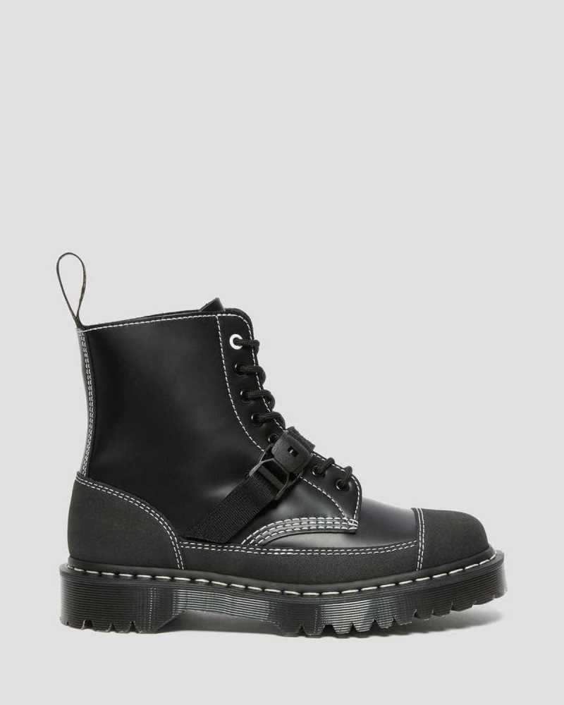 Dr Martens 1460 Tech Leather Lace Up Boots Black | 64GILCHQR