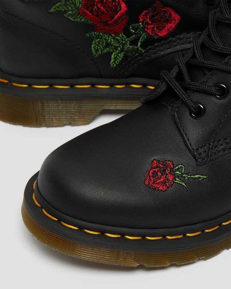 Dr Martens 1460 Vonda Floral Leather Lace Up Boots Black | 92HIRUGJC