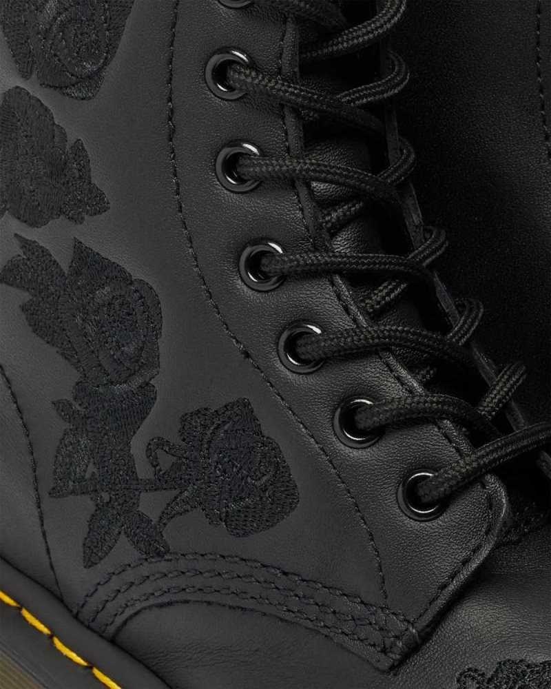 Dr Martens 1460 Vonda Mono Floral Boots Black | 27TDSVNZW