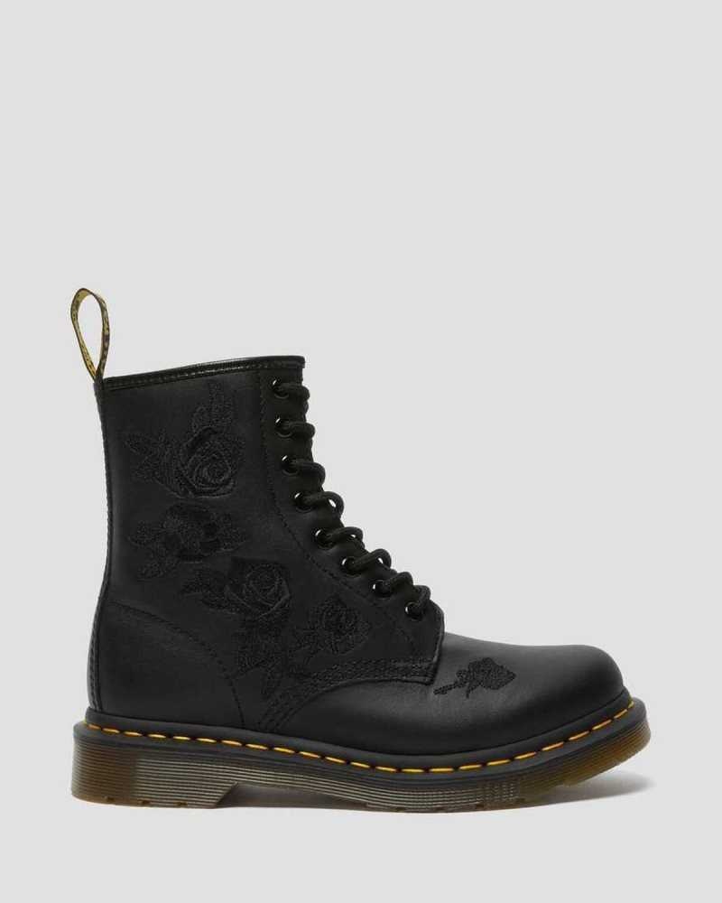 Dr Martens 1460 Vonda Mono Floral Boots Black | 27TDSVNZW