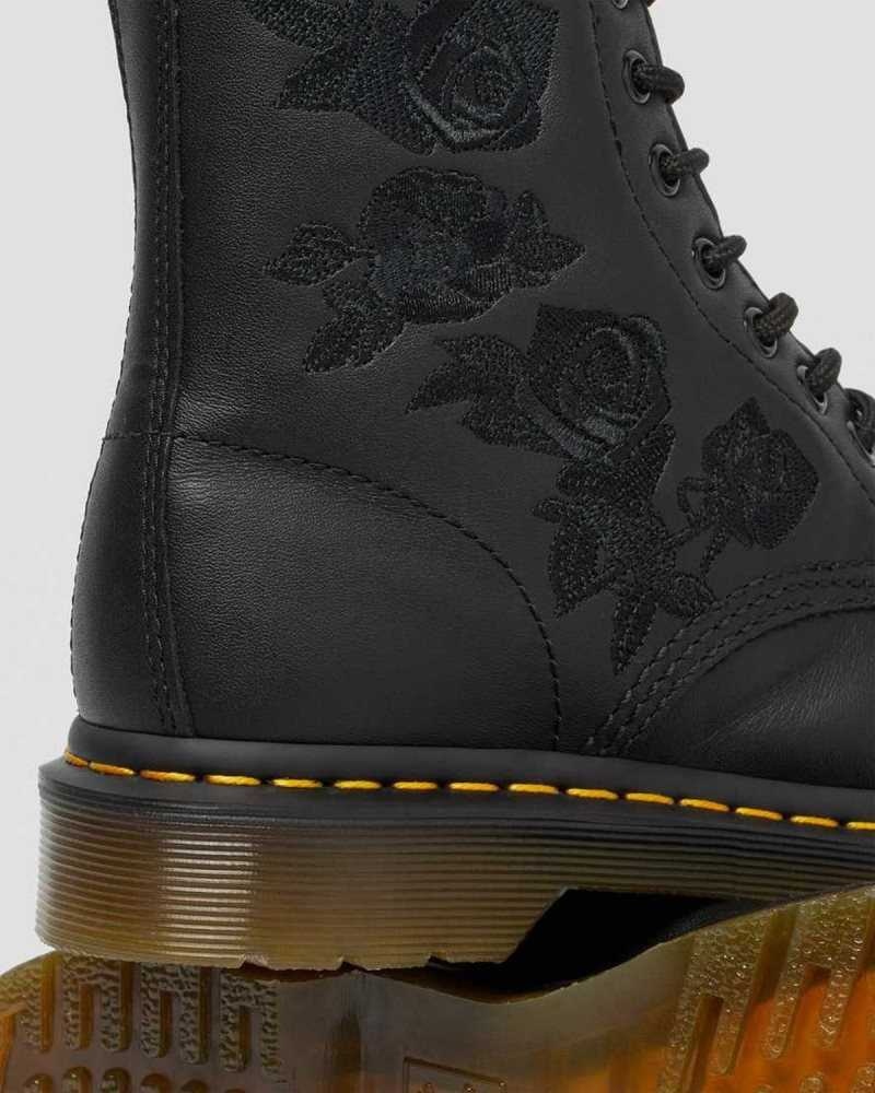 Dr Martens 1460 Vonda Mono Floral Boots Black | 27TDSVNZW