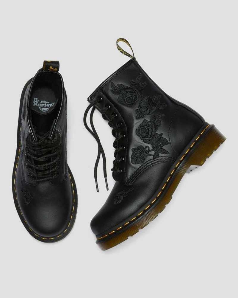 Dr Martens 1460 Vonda Mono Floral Boots Black | 27TDSVNZW