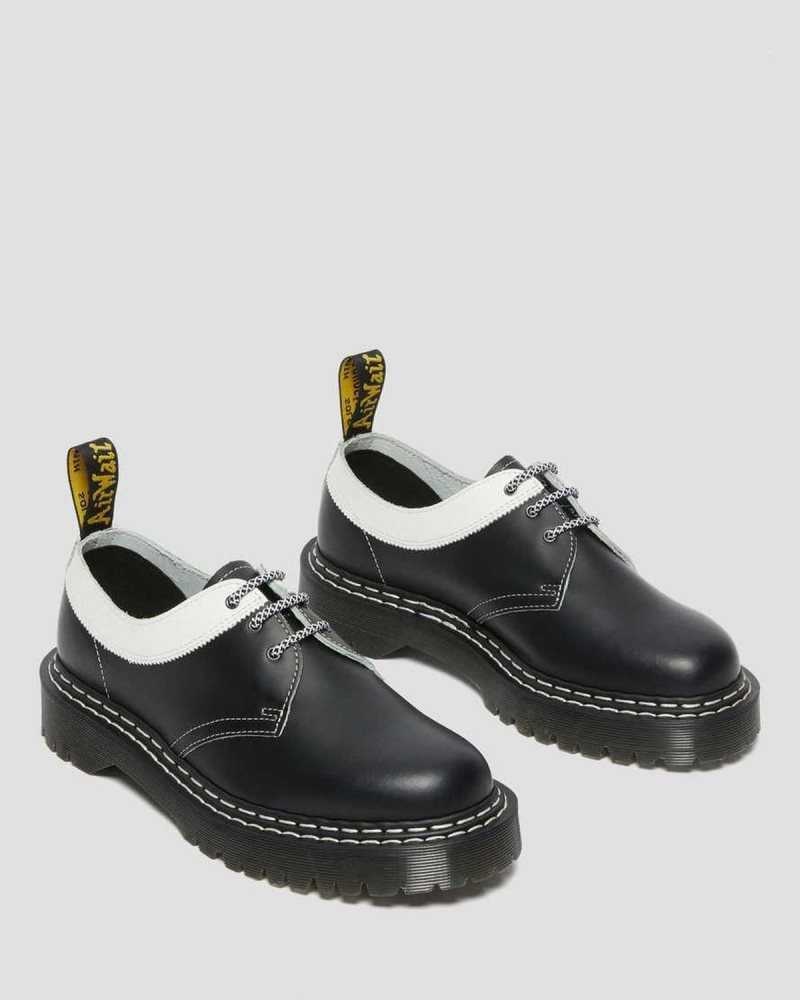 Dr Martens 1461 Bex Smooth Contrast Leather Oxford Shoes Black / White | 19EHCFBWN