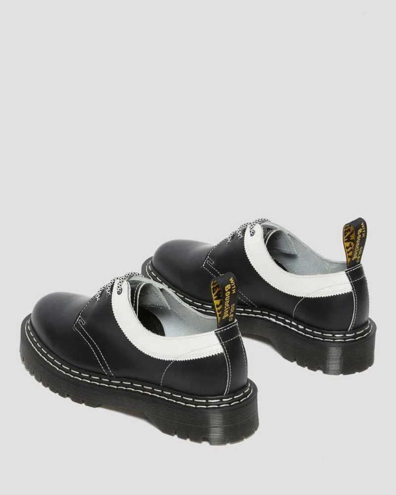 Dr Martens 1461 Bex Smooth Contrast Leather Oxford Shoes Black / White | 19EHCFBWN