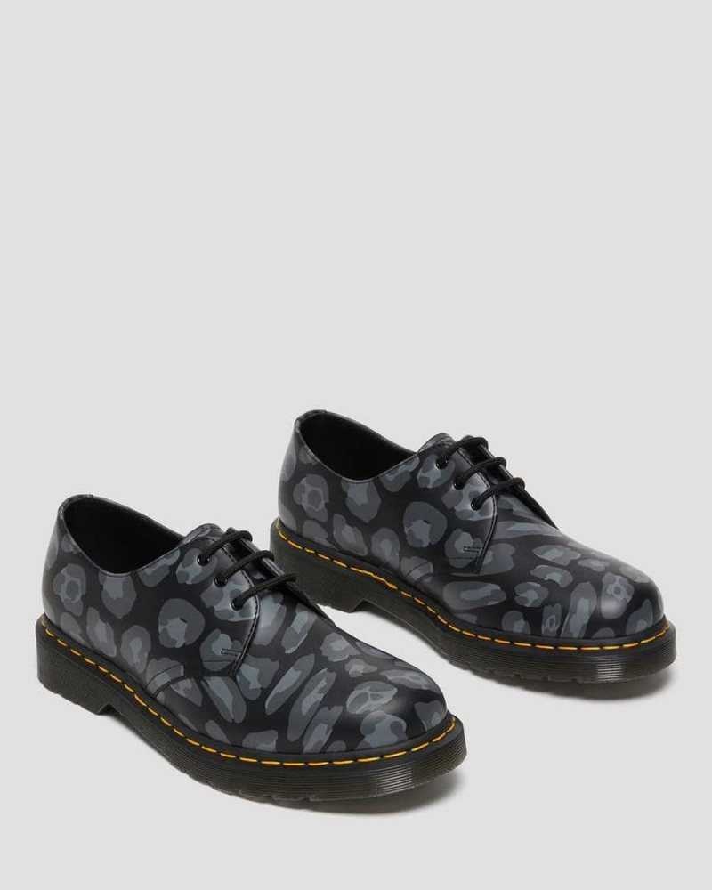 Dr Martens 1461 Distorted Leopard Print Oxford Shoes Black Leopard | 68SBIVLEO