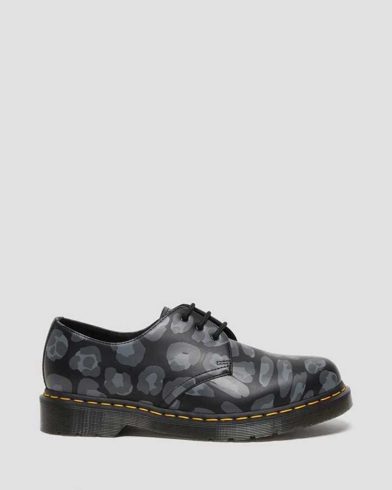 Dr Martens 1461 Distorted Leopard Print Oxford Shoes Black Leopard | 96DCKYRHM