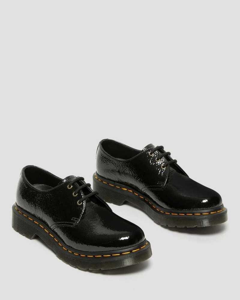 Dr Martens 1461 Distressed Patent Oxford Shoes Black | 75UVBFLQG