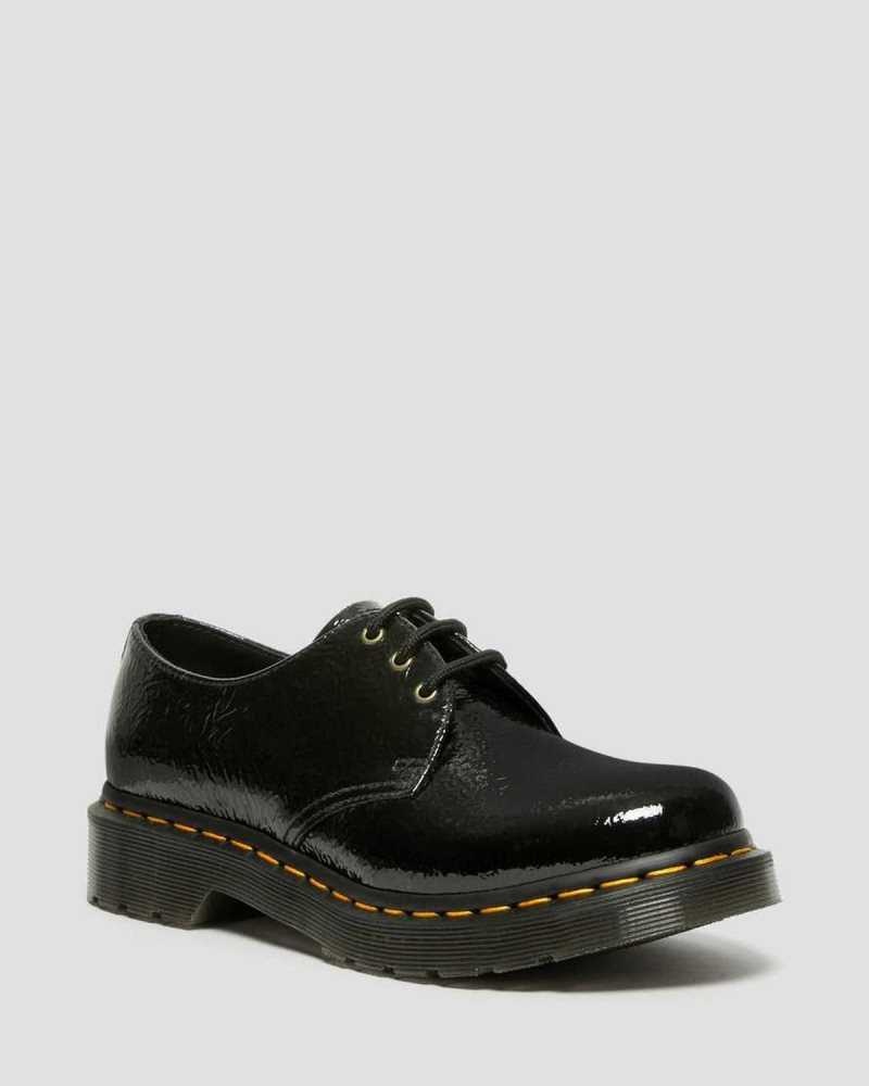 Dr Martens 1461 Distressed Patent Oxford Shoes Black | 75UVBFLQG