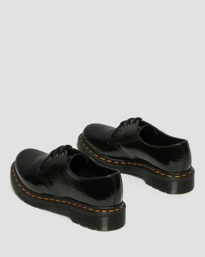 Dr Martens 1461 Distressed Patent Oxford Shoes Black | 59OLEDXAH