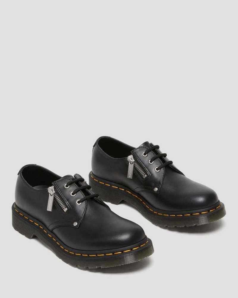 Dr Martens 1461 Double Zip Leather Oxford Shoes Black | 13VFYDNZO