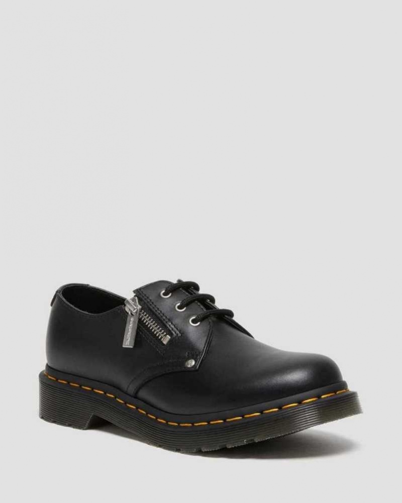 Dr Martens 1461 Double Zip Leather Oxford Shoes Black | 13VFYDNZO