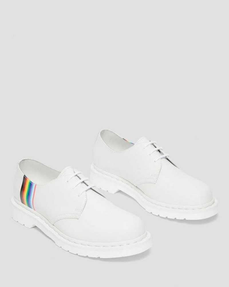 Dr Martens 1461 For Pride Smooth Leather Oxford Shoes White | 13ZVBEKTH