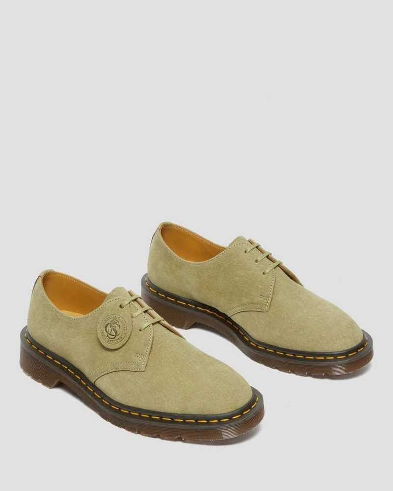 Dr Martens 1461 Nubuck Leather Oxford Shoes Green | 23BQMKPDL