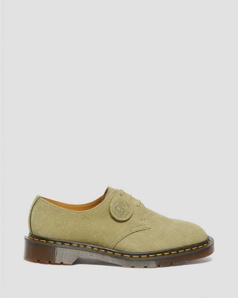 Dr Martens 1461 Nubuck Leather Oxford Shoes Green | 23BQMKPDL