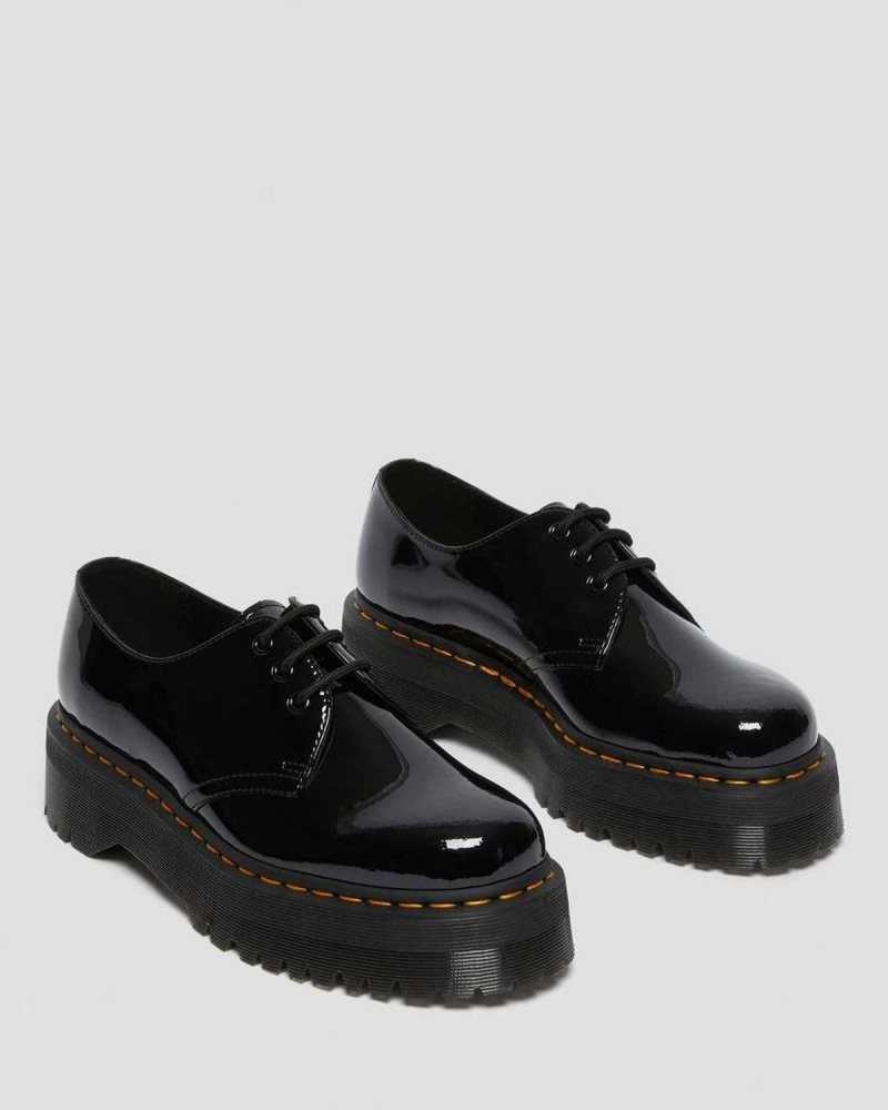 Dr Martens 1461 Patent Leather Platform Oxford Shoes Black | 87UXACDQB