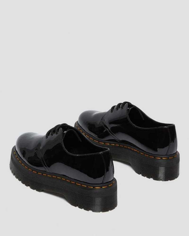 Dr Martens 1461 Patent Leather Platform Oxford Shoes Black | 87UXACDQB