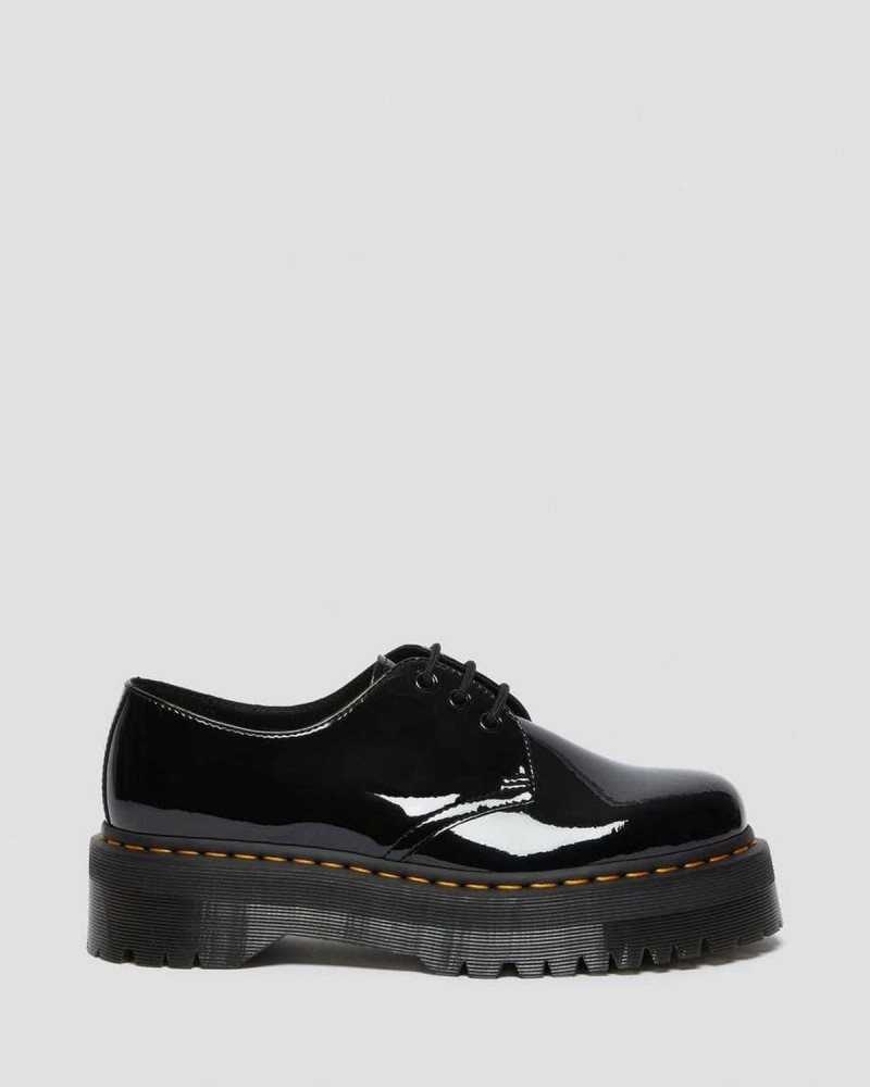 Dr Martens 1461 Patent Leather Platform Oxford Shoes Black | 87UXACDQB