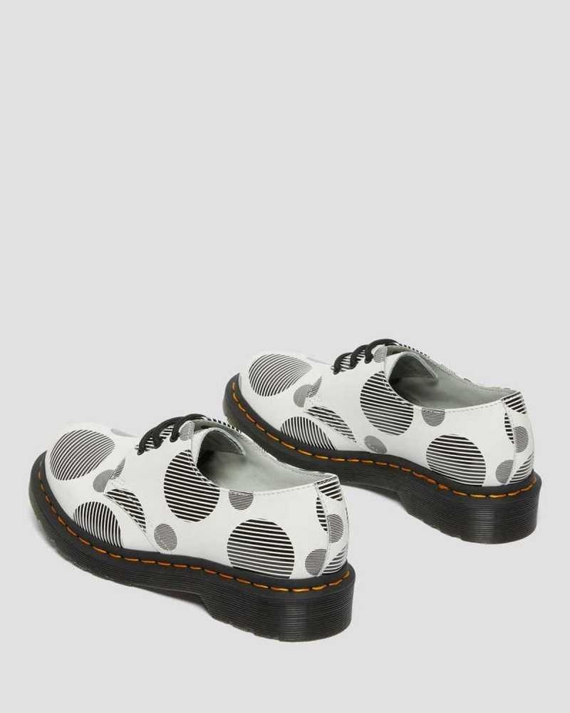 Dr Martens 1461 Polka Dot Smooth Leather Oxford Shoes White | 15MZQLRVC