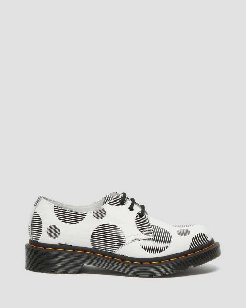 Dr Martens 1461 Polka Dot Smooth Leather Oxford Shoes White | 15MZQLRVC