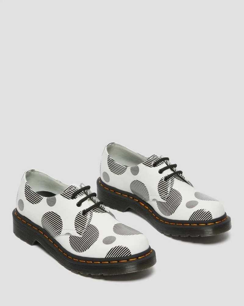 Dr Martens 1461 Polka Dot Smooth Leather Oxford Shoes White | 40CYRZMHX