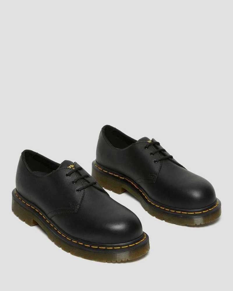 Dr Martens 1461 Slip Resistant Steel Toe Shoes Black | 16JPXOFIU