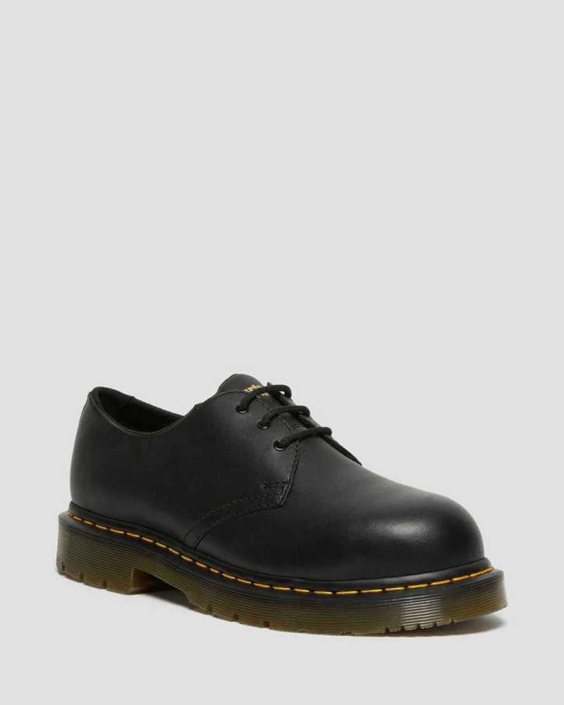 Dr Martens 1461 Slip Resistant Steel Toe Shoes Black | 16JPXOFIU