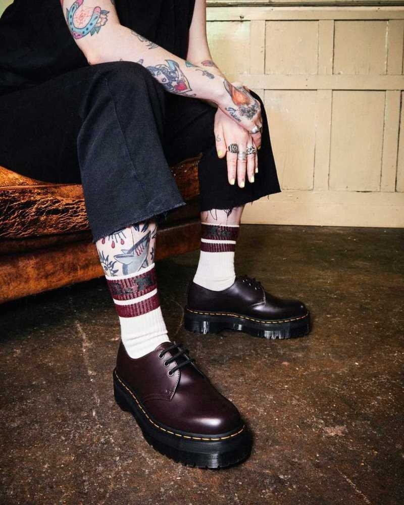 Dr Martens 1461 Smooth Leather Platform Shoes Burgundy | 27LMCOQXF