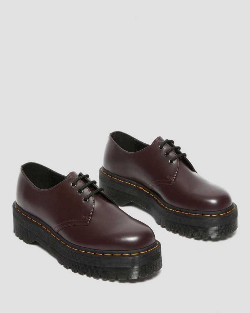 Dr Martens 1461 Smooth Leather Platform Shoes Burgundy | 27LMCOQXF