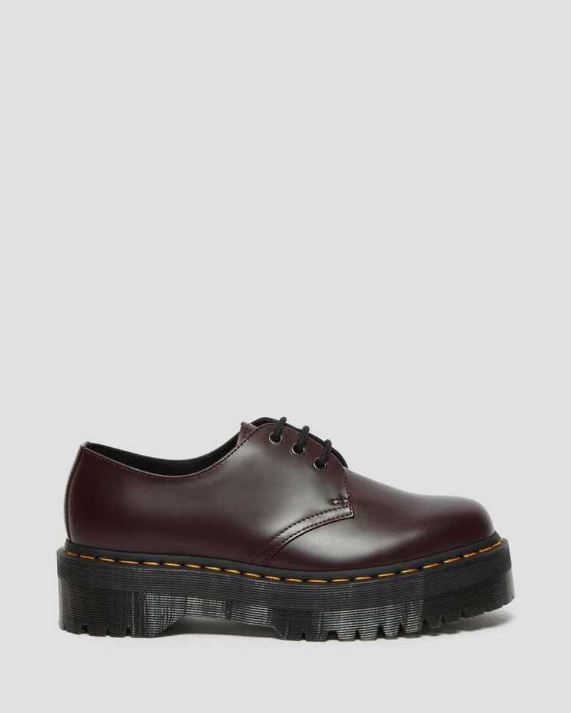 Dr Martens 1461 Smooth Leather Platform Shoes Burgundy | 27LMCOQXF