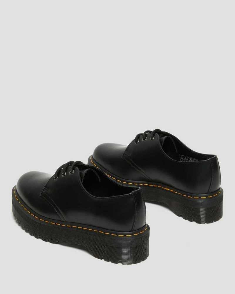 Dr Martens 1461 Smooth Leather Platform Shoes Black | 91YEONSDA