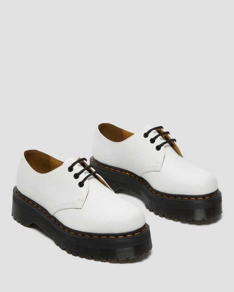 Dr Martens 1461 Smooth Leather Platform Shoes White | 12KPQFGUY