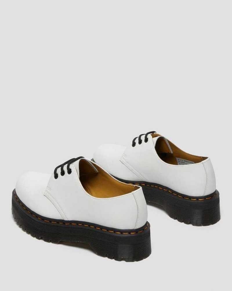 Dr Martens 1461 Smooth Leather Platform Shoes White | 12KPQFGUY