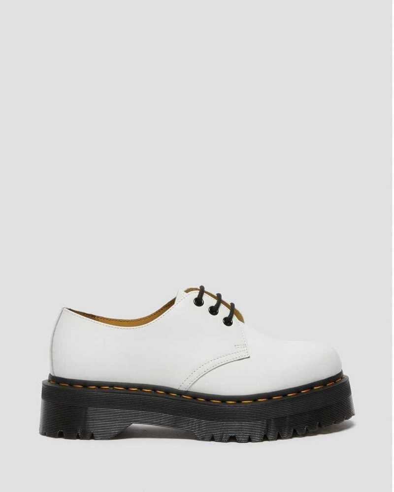 Dr Martens 1461 Smooth Leather Platform Shoes White | 12KPQFGUY