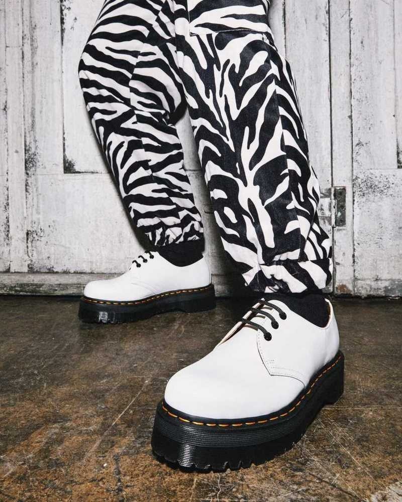 Dr Martens 1461 Smooth Leather Platform Shoes White | 57LZSEPBG