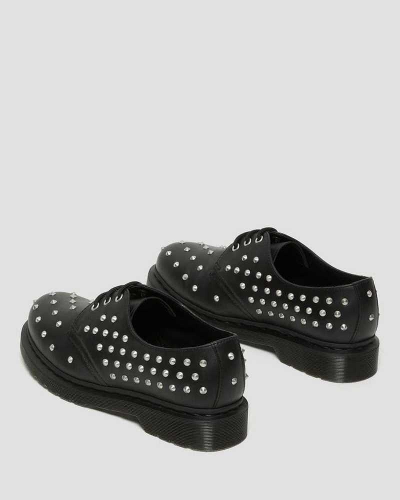 Dr Martens 1461 Stud Wanama Leather Oxford Shoes Black | 08CPRXNMH