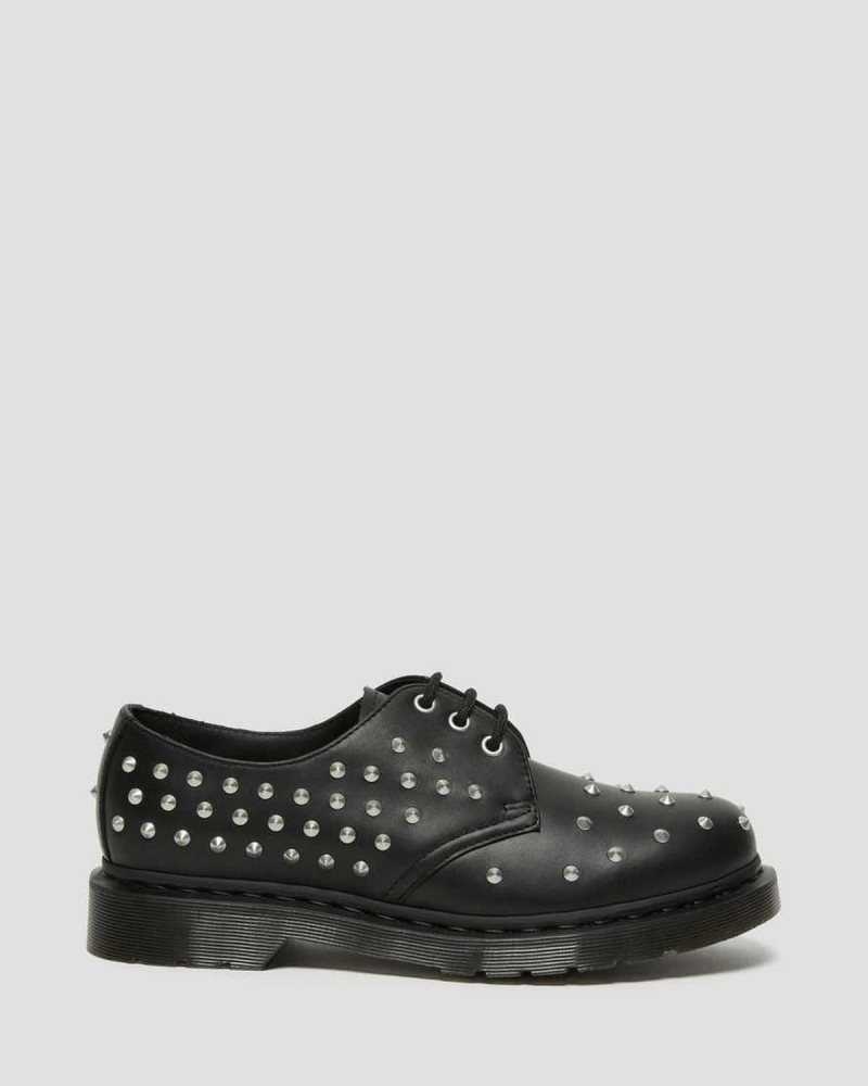 Dr Martens 1461 Stud Wanama Leather Oxford Shoes Black | 08CPRXNMH