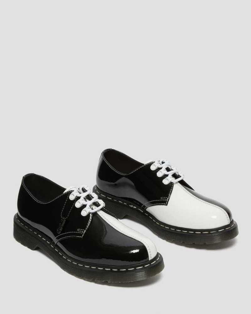 Dr Martens 1461 Tokyo Patent Leather Oxford Shoes Black / White | 71ZUGNYTP